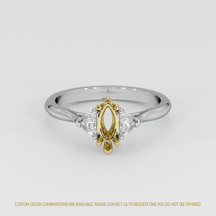 18K Yellow & White Three Stone Ring Setting