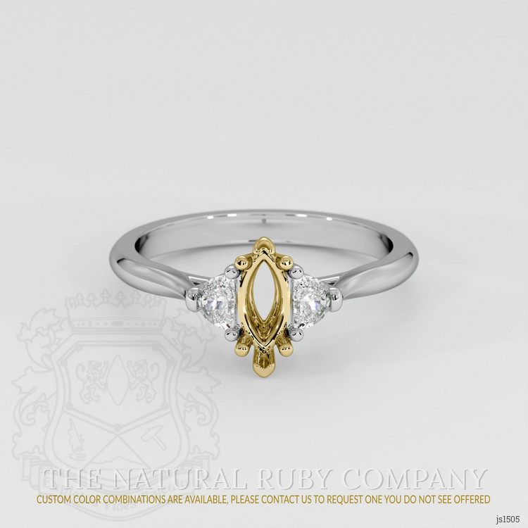 18K Yellow & White Three Stone Ring Setting