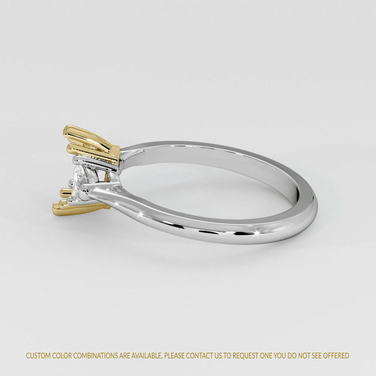 18K Yellow & White Three Stone Ring Setting