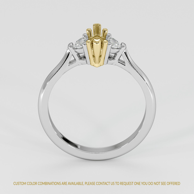 18K Yellow & White Three Stone Ring Setting