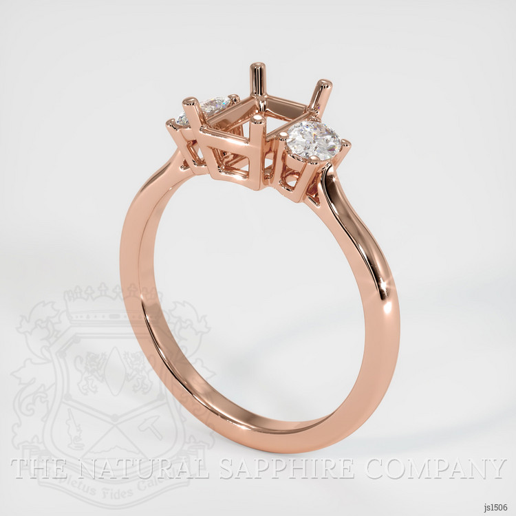 14K Rose Gold Three Stone Ring Setting