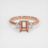 14K Rose Gold Three Stone Ring Setting Image