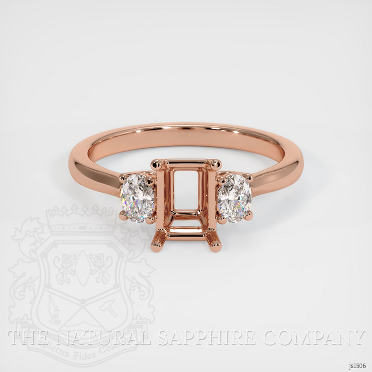 14K Rose Gold Three Stone Ring Setting