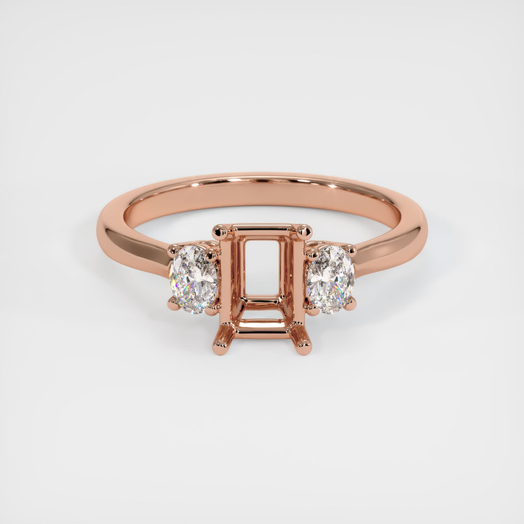 14K Rose Gold Three Stone Ring Setting
