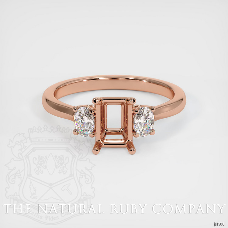 14K Rose Gold Three Stone Ring Setting