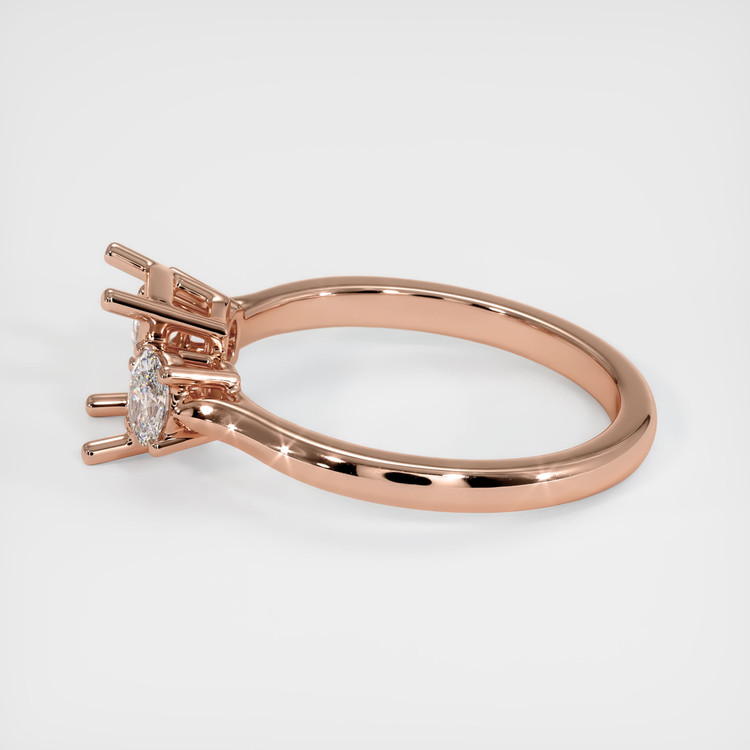 14K Rose Gold Three Stone Ring Setting