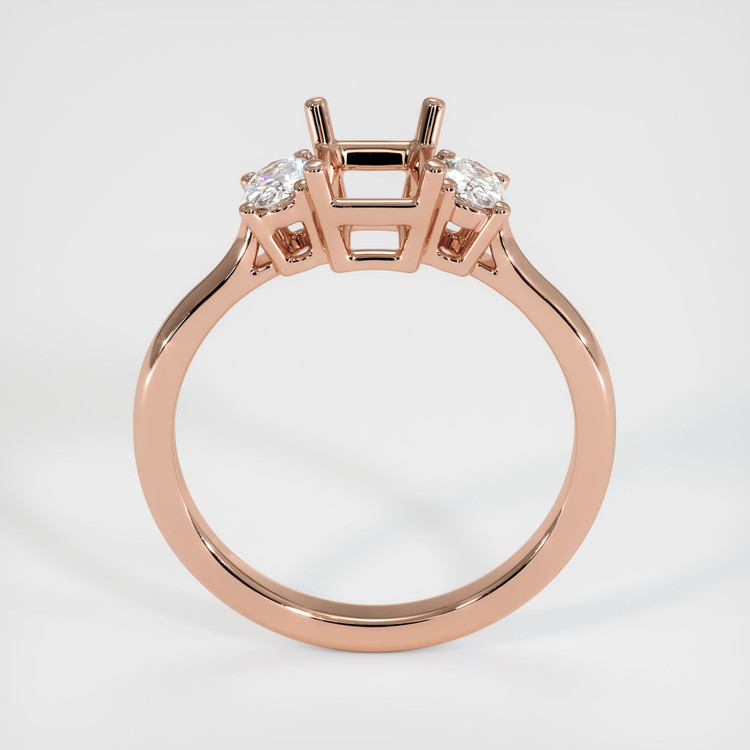 14K Rose Gold Three Stone Ring Setting
