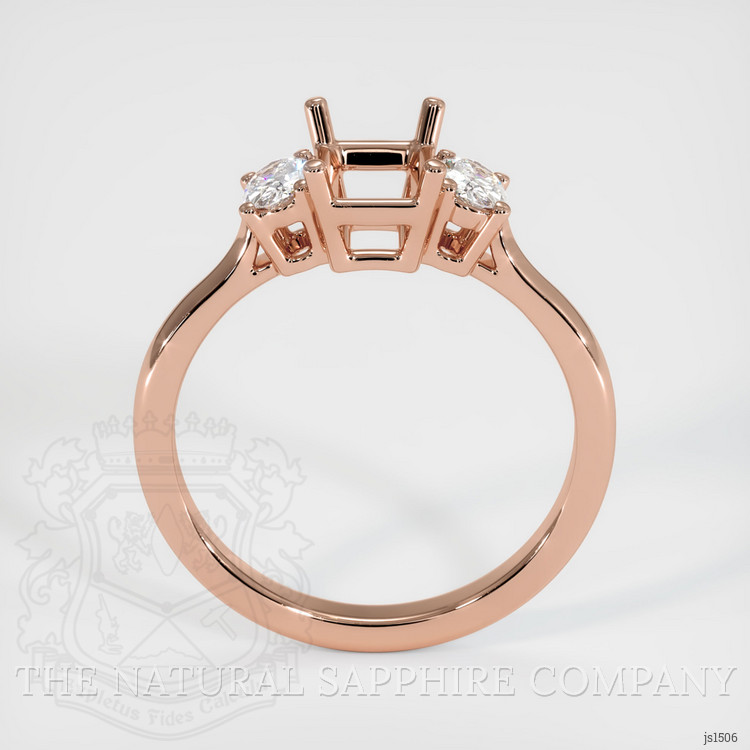 14K Rose Gold Three Stone Ring Setting