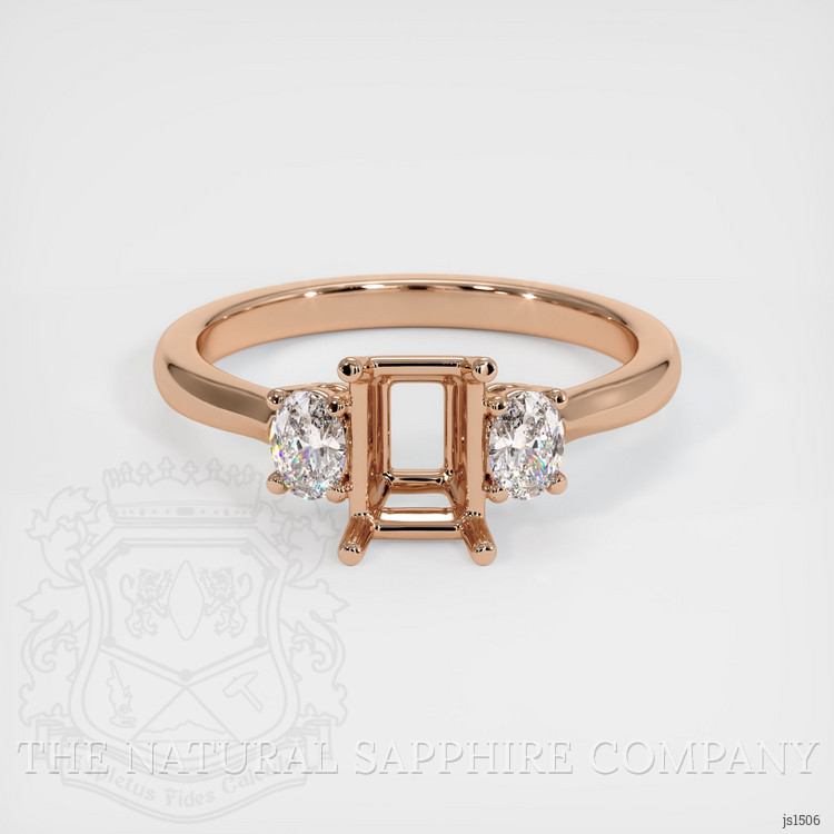 18K Rose Gold Three Stone Ring Setting