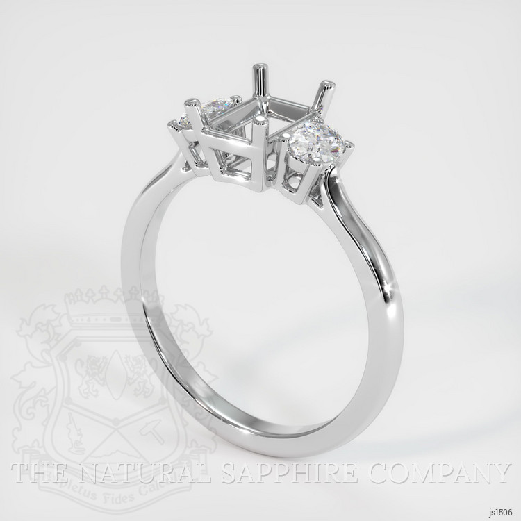 10K White Gold Three Stone Ring Setting