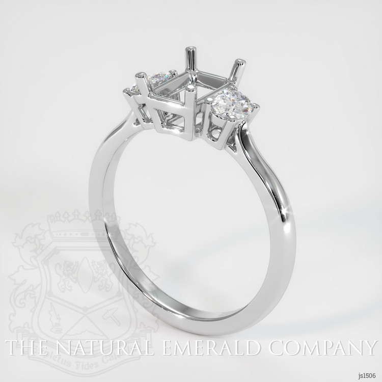 18K White Gold Three Stone Ring Setting