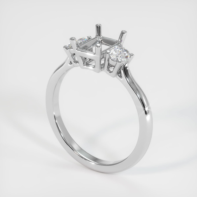 18K White Gold Three Stone Ring Setting