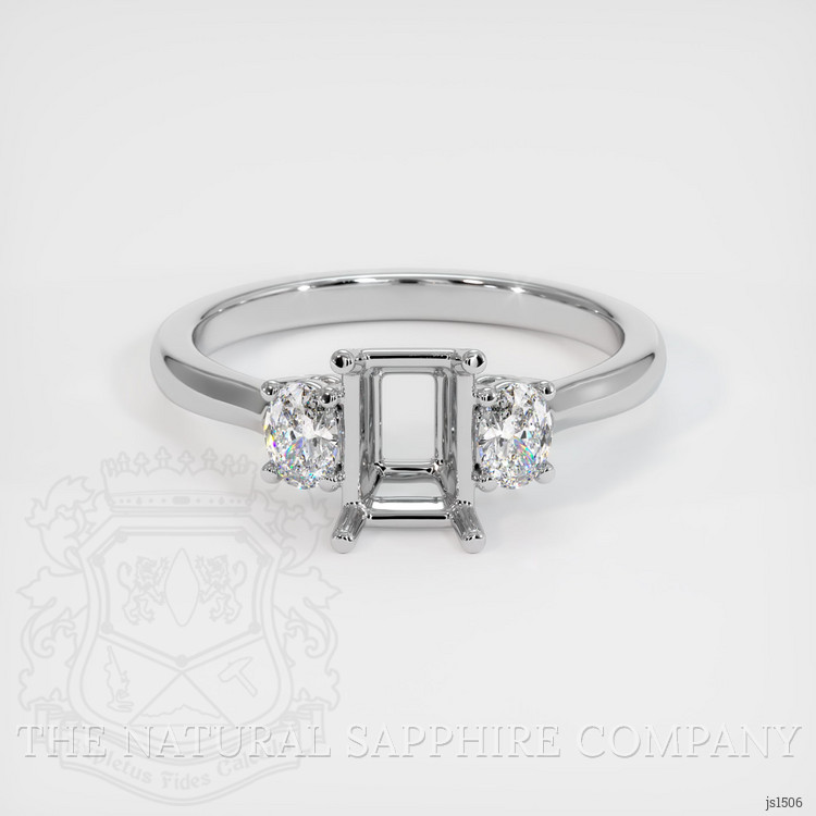 18K White Gold Three Stone Ring Setting