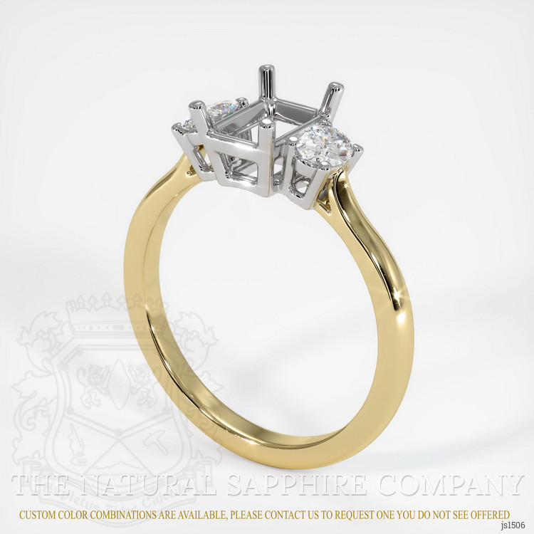 14K White & Yellow Three Stone Ring Setting
