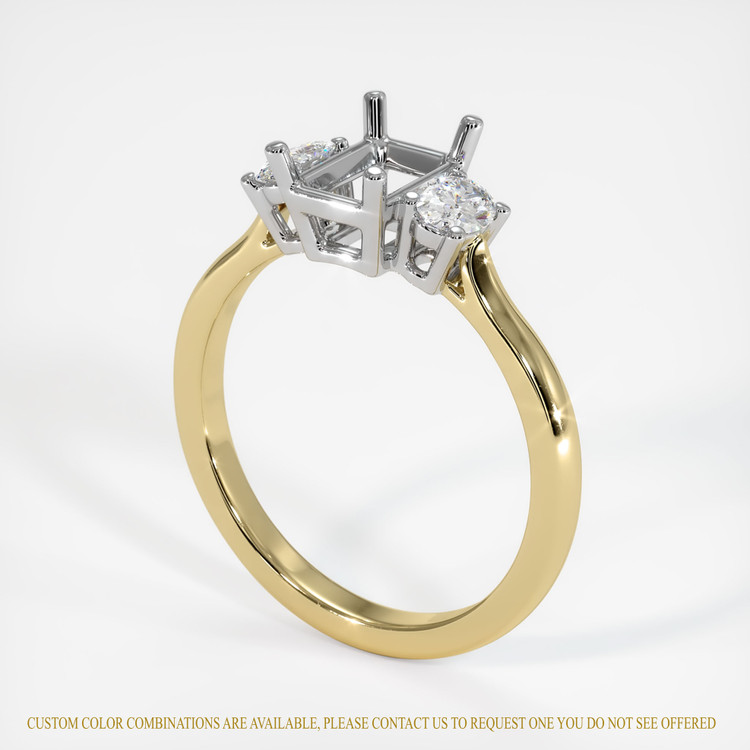 14K White & Yellow Three Stone Ring Setting