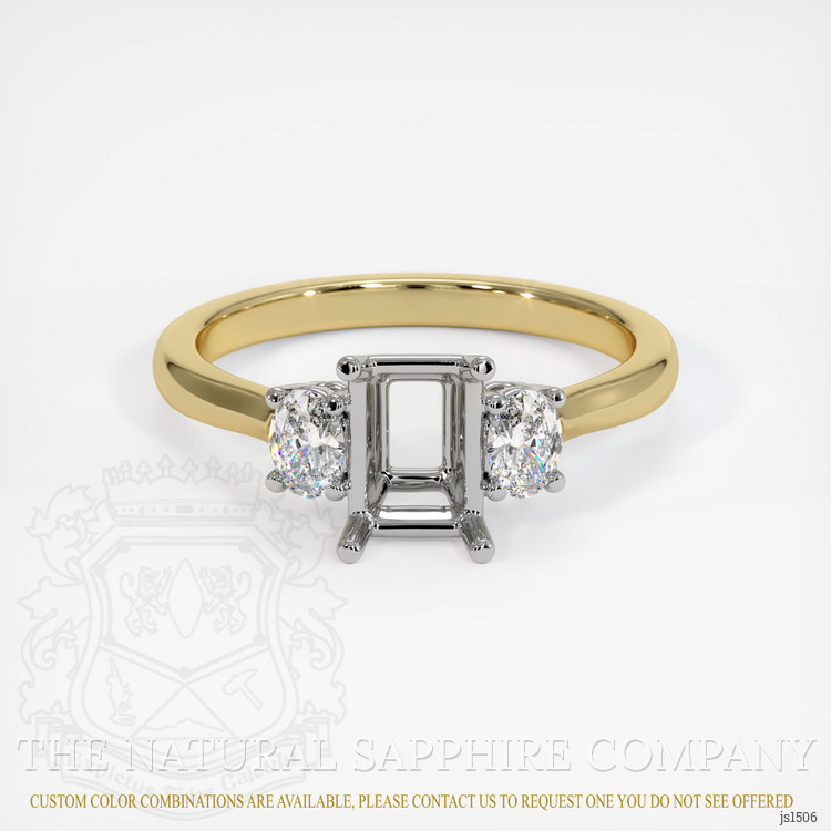 14K White & Yellow Three Stone Ring Setting