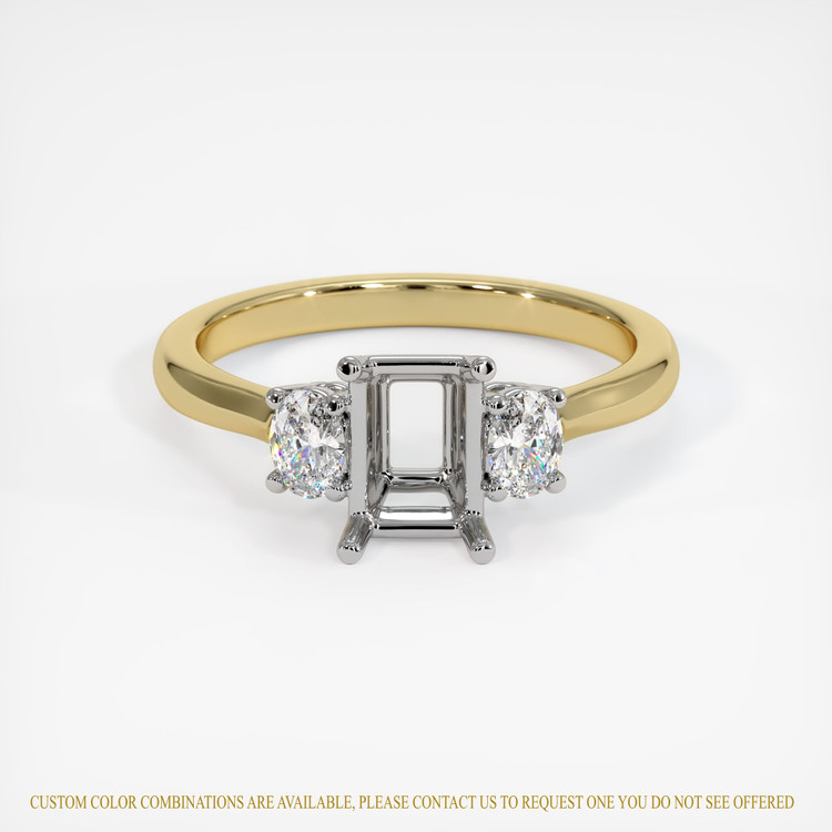 14K White & Yellow Three Stone Ring Setting