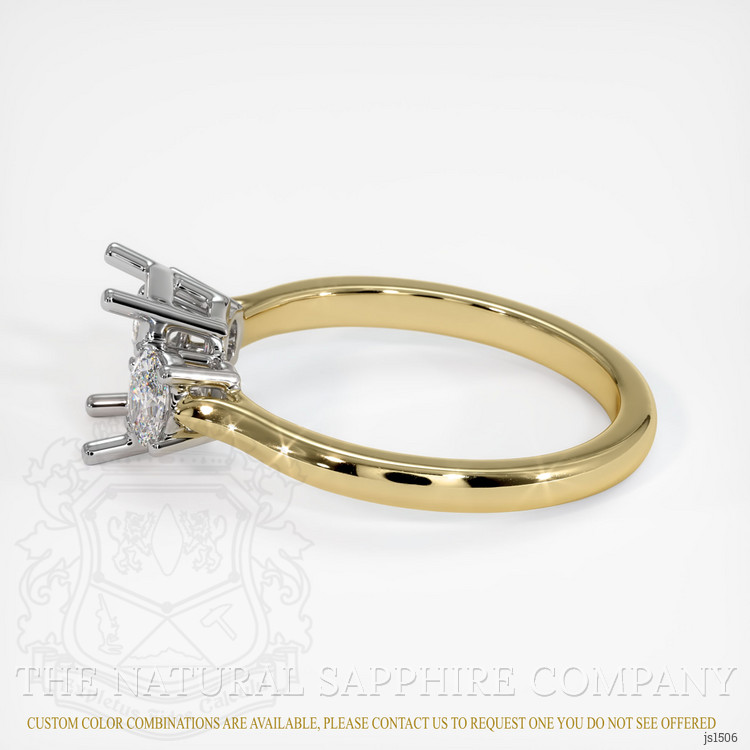 14K White & Yellow Three Stone Ring Setting