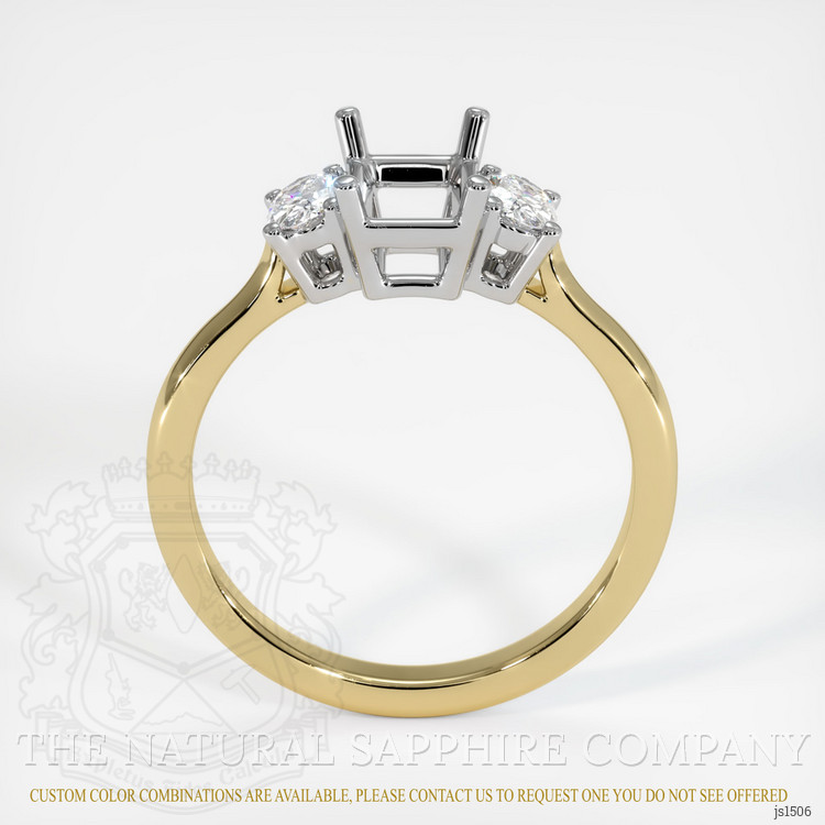 14K White & Yellow Three Stone Ring Setting