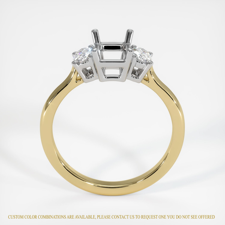 14K White & Yellow Three Stone Ring Setting