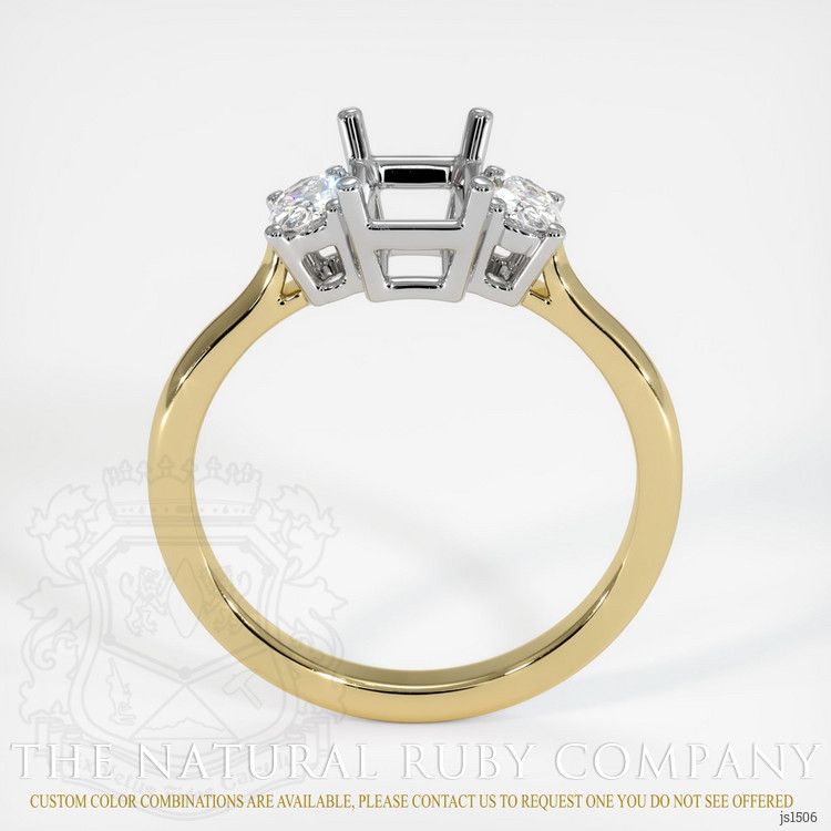 14K White & Yellow Three Stone Ring Setting