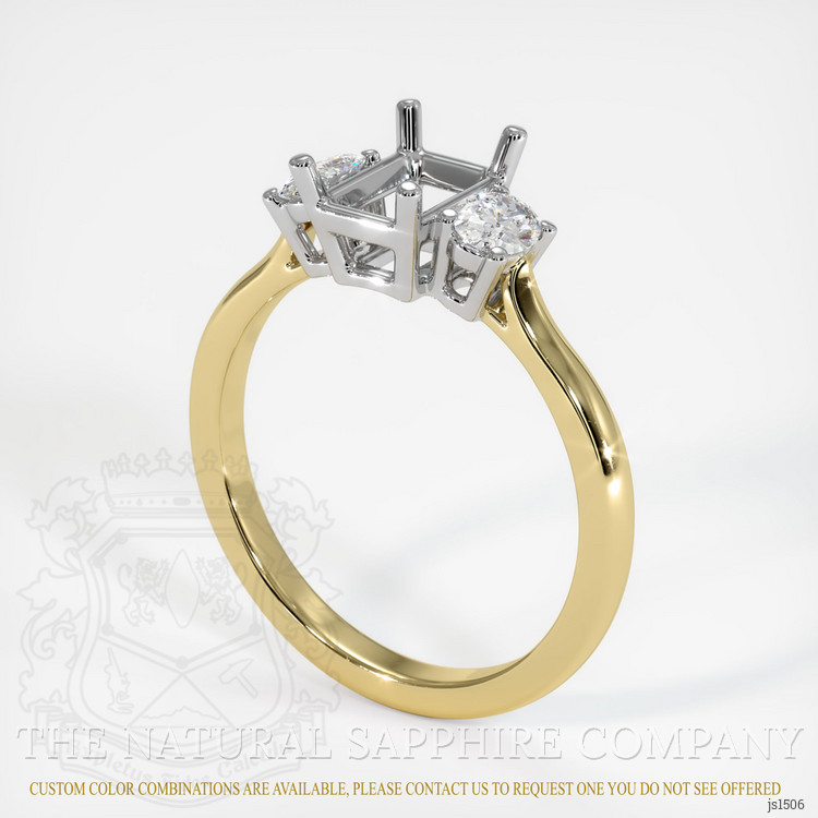 18K White & Yellow Three Stone Ring Setting
