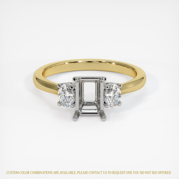 18K White & Yellow Three Stone Ring Setting