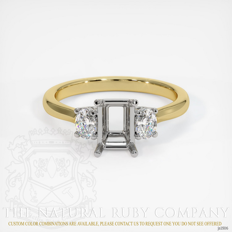 18K White & Yellow Three Stone Ring Setting