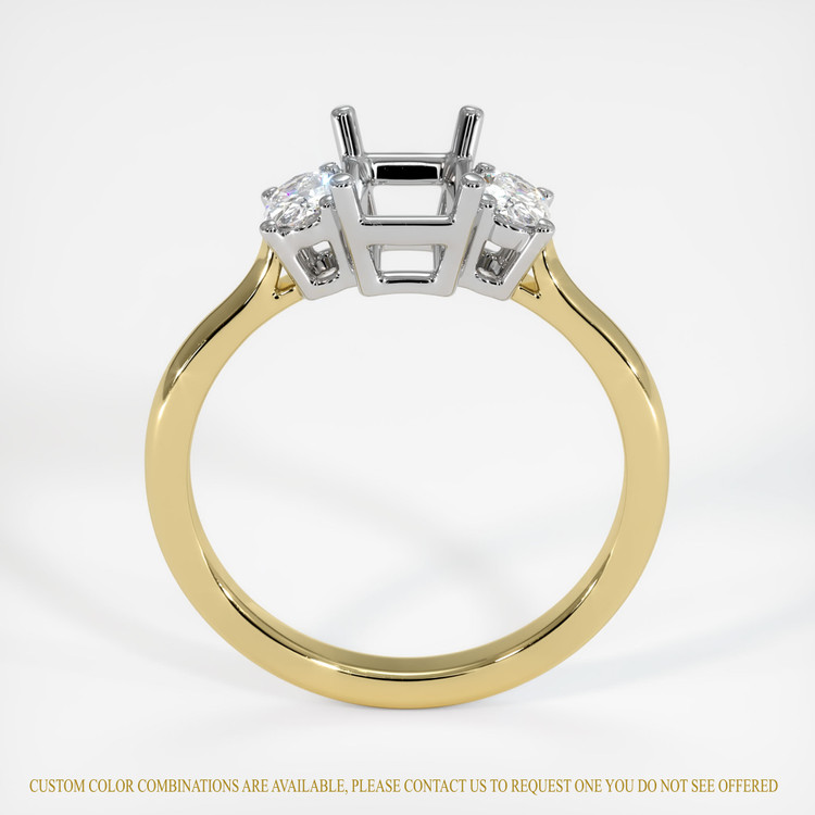 18K White & Yellow Three Stone Ring Setting