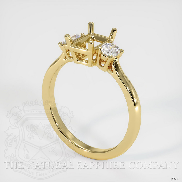 18K Yellow Gold Three Stone Ring Setting