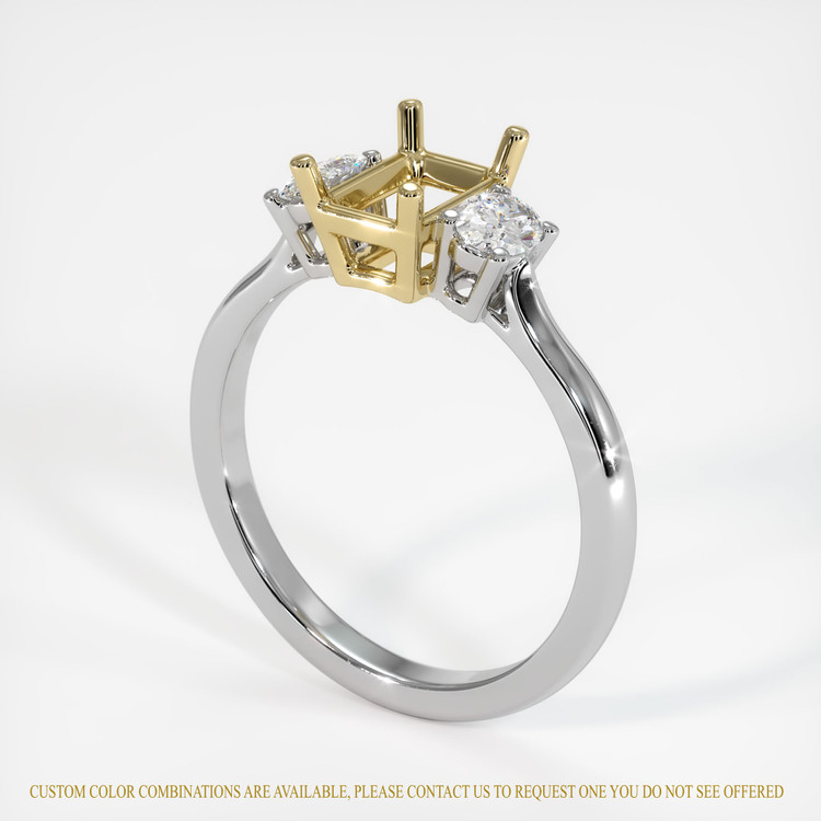 14K Yellow & White Three Stone Ring Setting