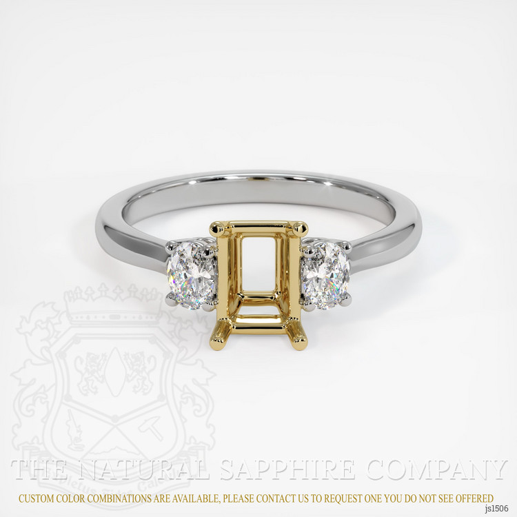 14K Yellow & White Three Stone Ring Setting