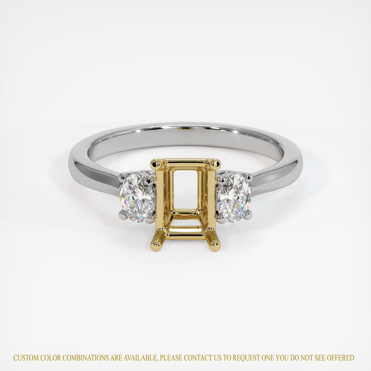 14K Yellow & White Three Stone Ring Setting