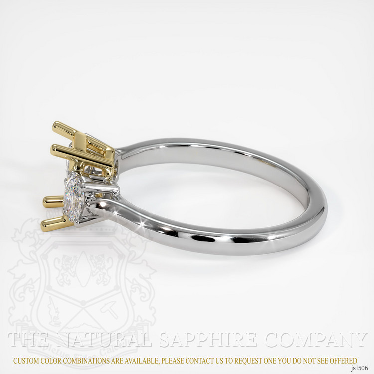 14K Yellow & White Three Stone Ring Setting