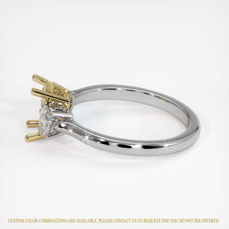 14K Yellow & White Three Stone Ring Setting