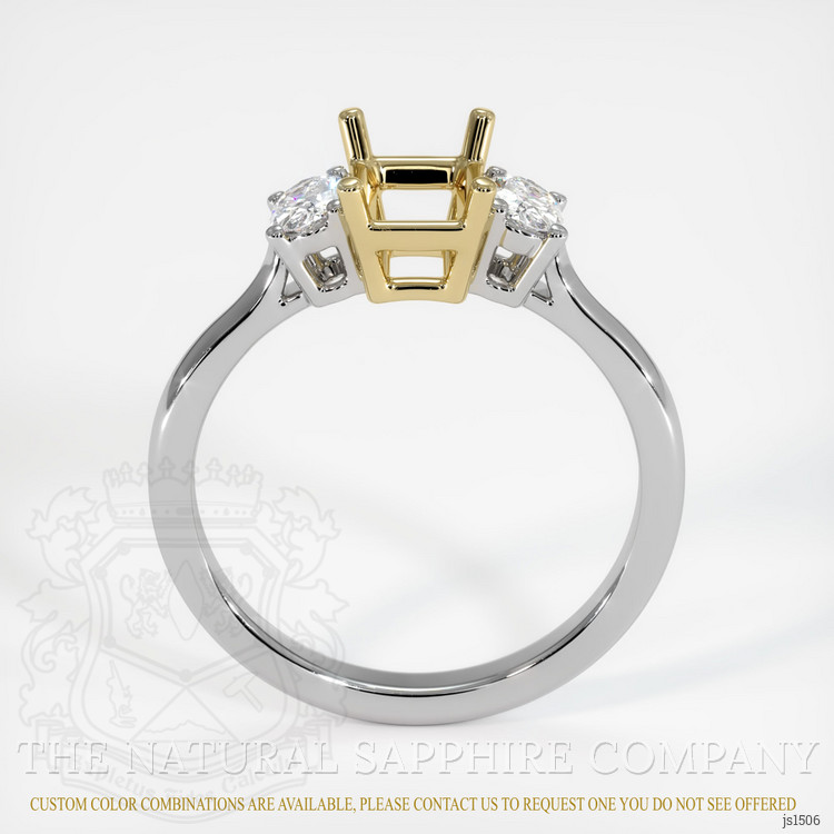 14K Yellow & White Three Stone Ring Setting