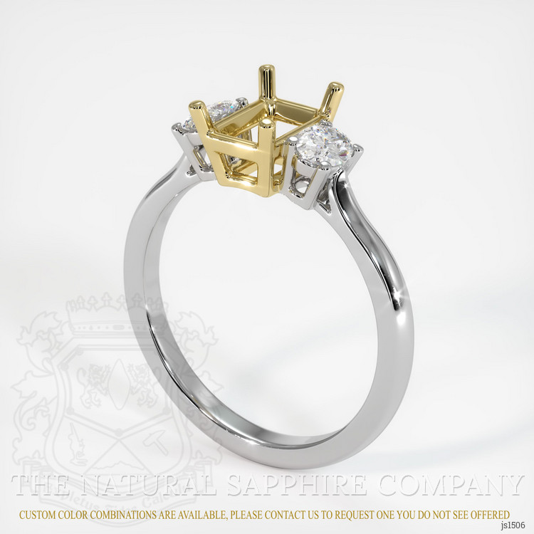 18K Yellow & White Three Stone Ring Setting