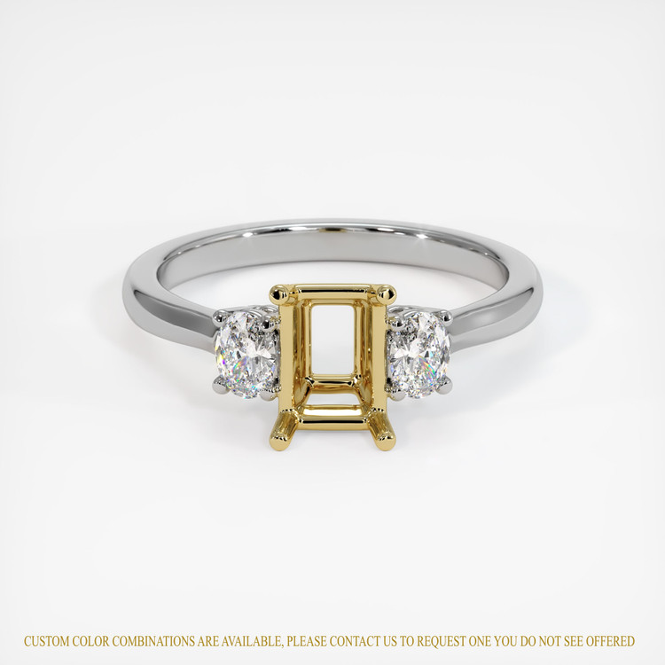 18K Yellow & White Three Stone Ring Setting