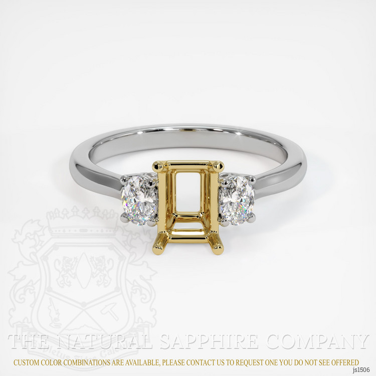 18K Yellow & White Three Stone Ring Setting