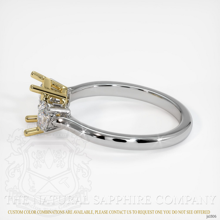 18K Yellow & White Three Stone Ring Setting