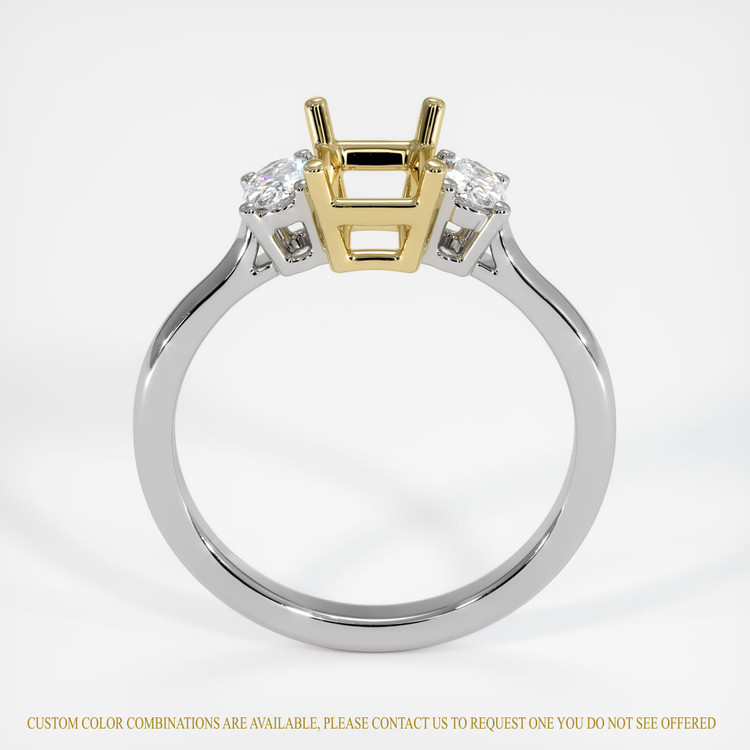 18K Yellow & White Three Stone Ring Setting