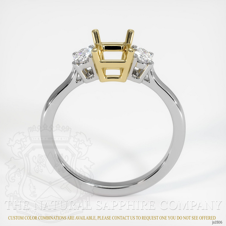 18K Yellow & White Three Stone Ring Setting