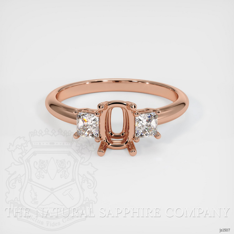 14K Rose Gold Three Stone Ring Setting