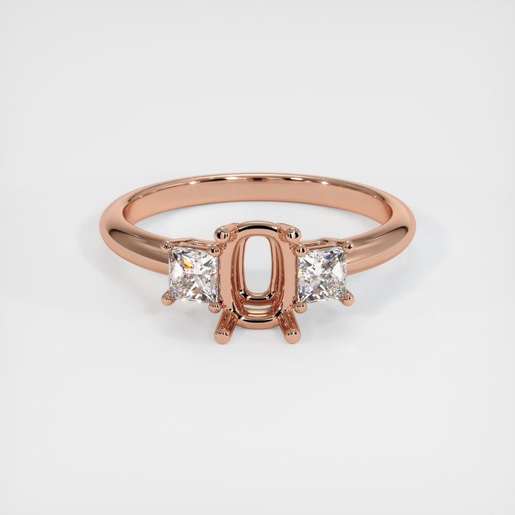 14K Rose Gold Three Stone Ring Setting