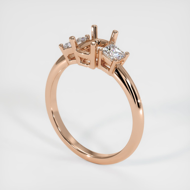 18K Rose Gold Three Stone Ring Setting