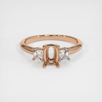 18K Rose Gold Three Stone Ring Setting Image