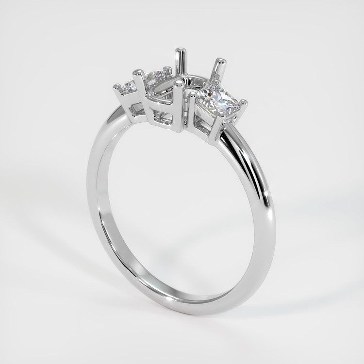 14K White Gold Three Stone Ring Setting