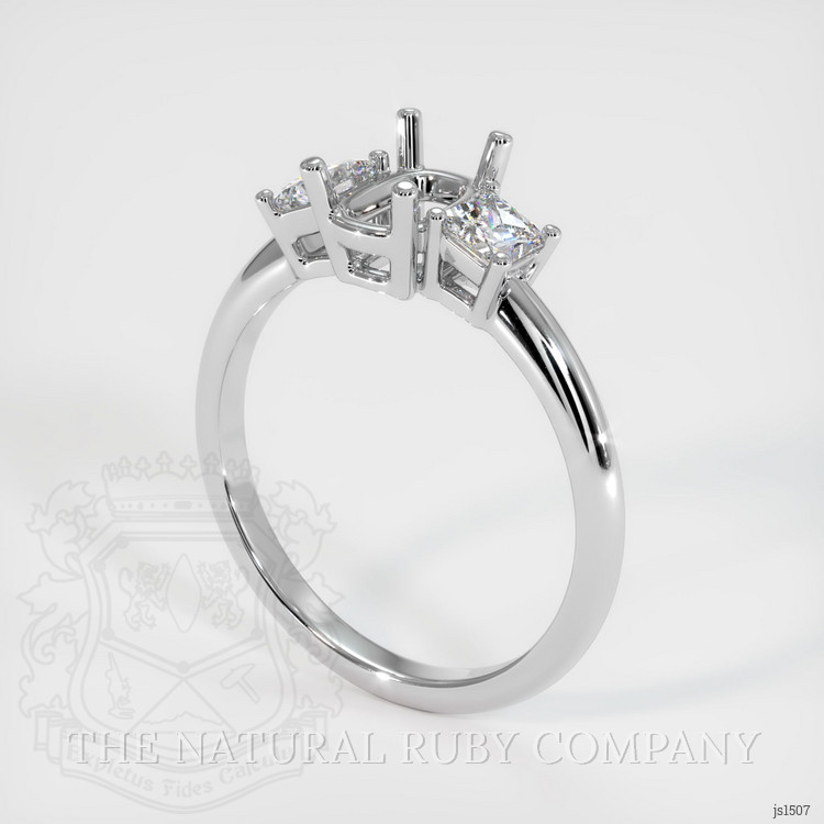 14K White Gold Three Stone Ring Setting