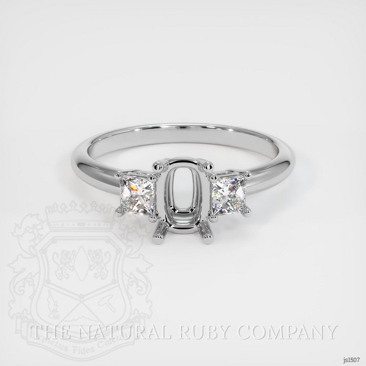 14K White Gold Three Stone Ring Setting