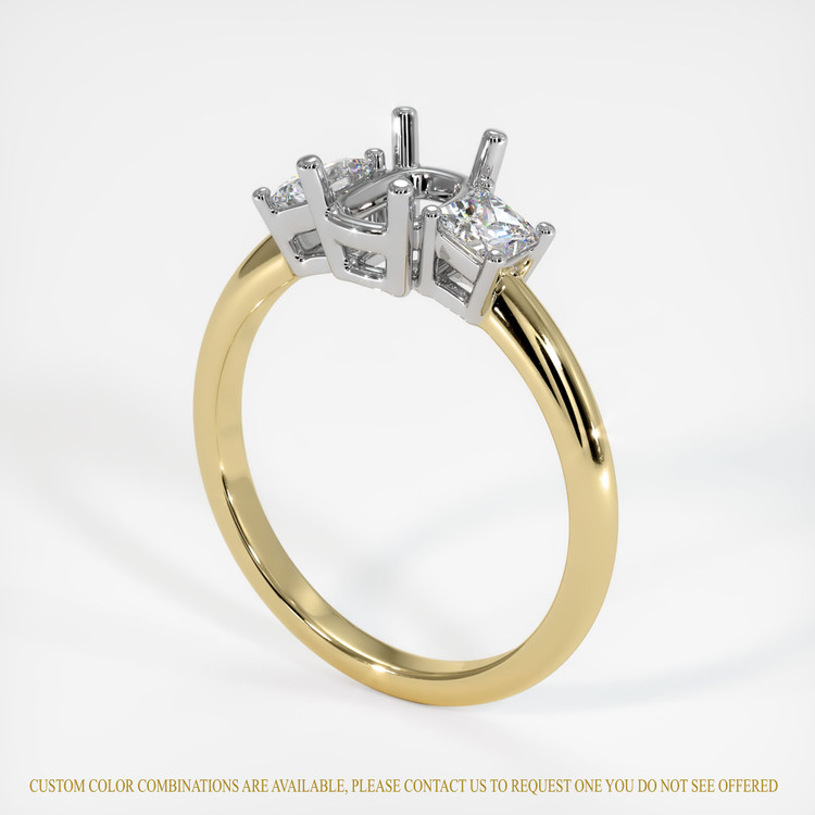 14K White & Yellow Three Stone Ring Setting